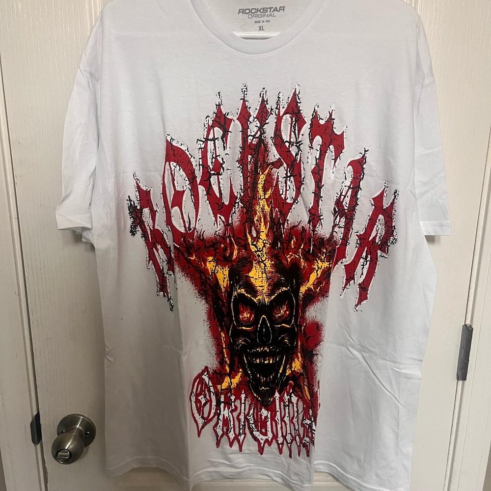Rockstar Punk White Graphic T-Shirt